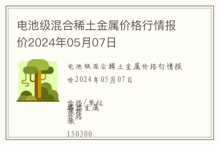 電池級混合稀土金屬價格行情報價2024年05月07日