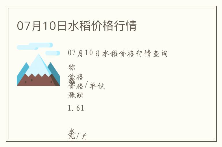 07月10日水稻價格行情