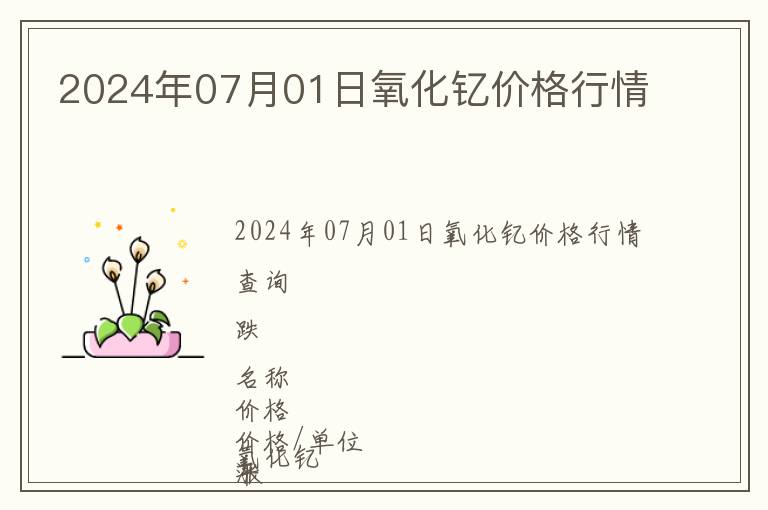 2024年07月01日氧化釔價格行情